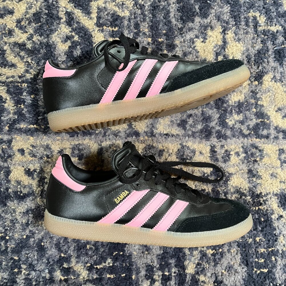 $109 Adidas Samba Inter Miami CF Messi Shoes - Black / Pink / Gum Size 8 Men's